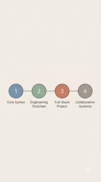 Four-stage roadmap for building software developer skills from fundamentals to team collaboration